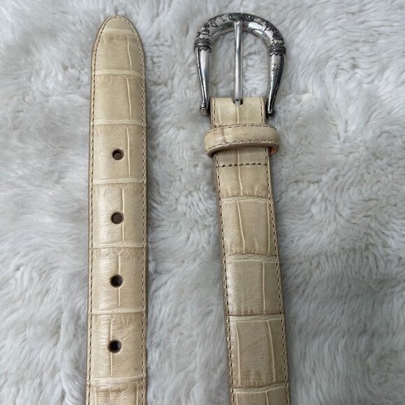Brighton Women\'s Cream Crocodile Leather Belt Size Medium